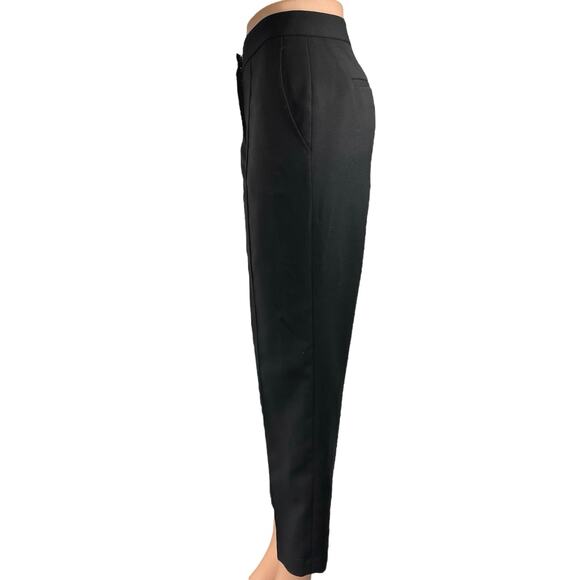BCBGMaxazria Black Straight Leg High Waist Pintuck Ankle Trousers Dress Pants 4 - Picture 2 of 5